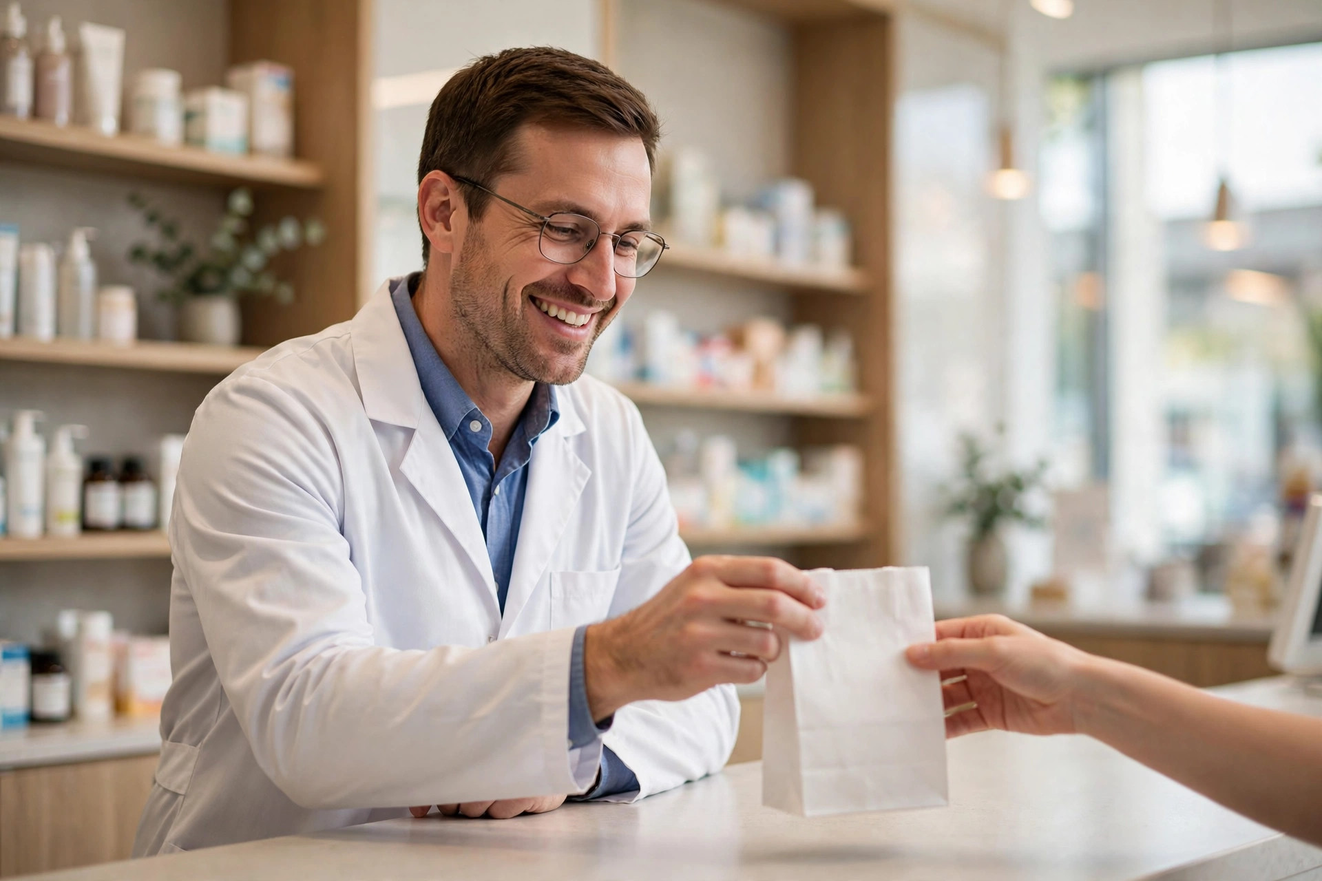 Farmacéutico de {{NOMBRE_FARMACIA}} atendiendo en {{LOCALIDAD}}